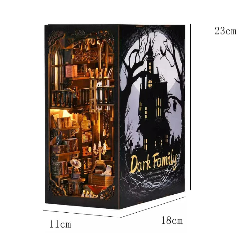 Wooden Book Nook Kits Miniature Wooden Doll Houses 3D Puzzles Assembly Building Toys Bookshelf Insert Decoration Toys For Gift