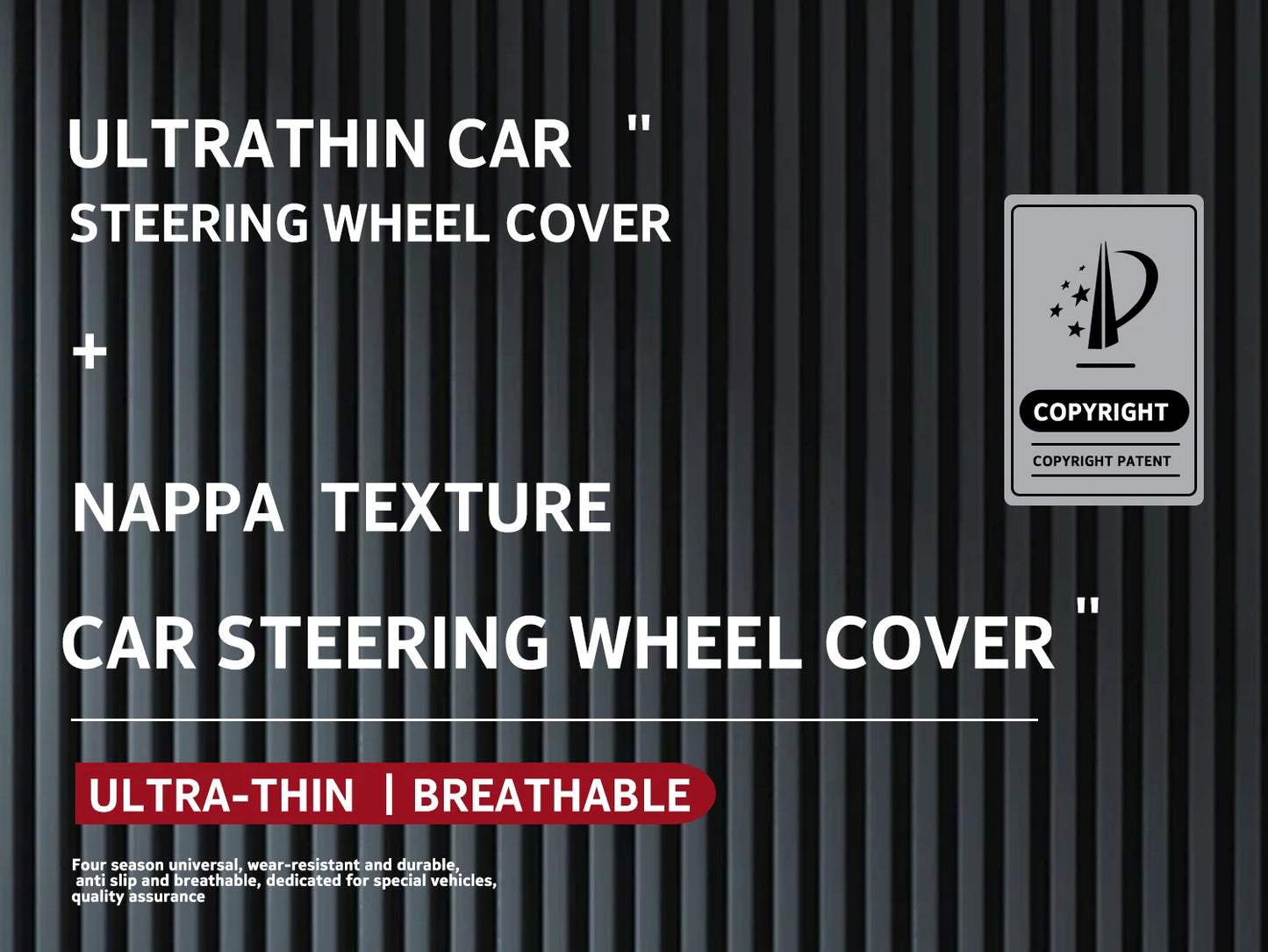2026 New Ultra-Thin Car Steering Wheel Cover All-Season Universal  Anti-Slip Sweat-Absorbent Suede Nappa Automotive Interior