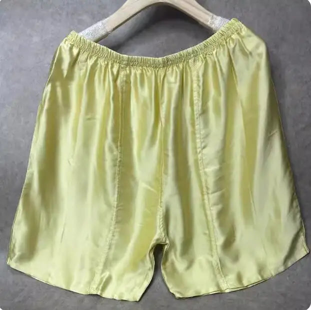 100% Mulberry Silk Men Boxer Underwear Couple Rubber Band Thin Short Home Pants Promotion Woman Can Wear