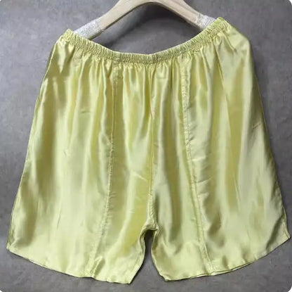 100% Mulberry Silk Men Boxer Underwear Couple Rubber Band Thin Short Home Pants Promotion Woman Can Wear