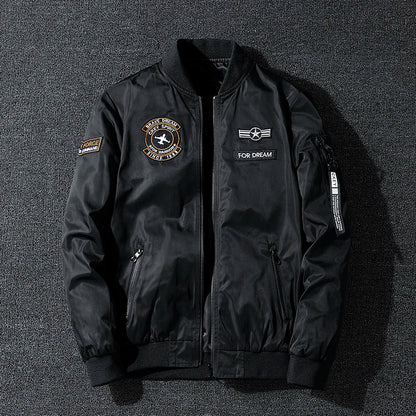 Coat Men's Air Force Pilot Jacket MA1 Autumn/Winter Baseball Suit Trendy Brand Double Sided Thickened Large