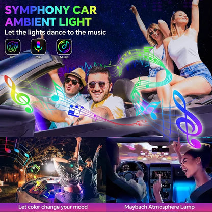 Car Led Interior Light Strip Kit Dynamic RGB Automotive LED Ambient Lights Auto Neon Environmental Strip Music Sync App Control