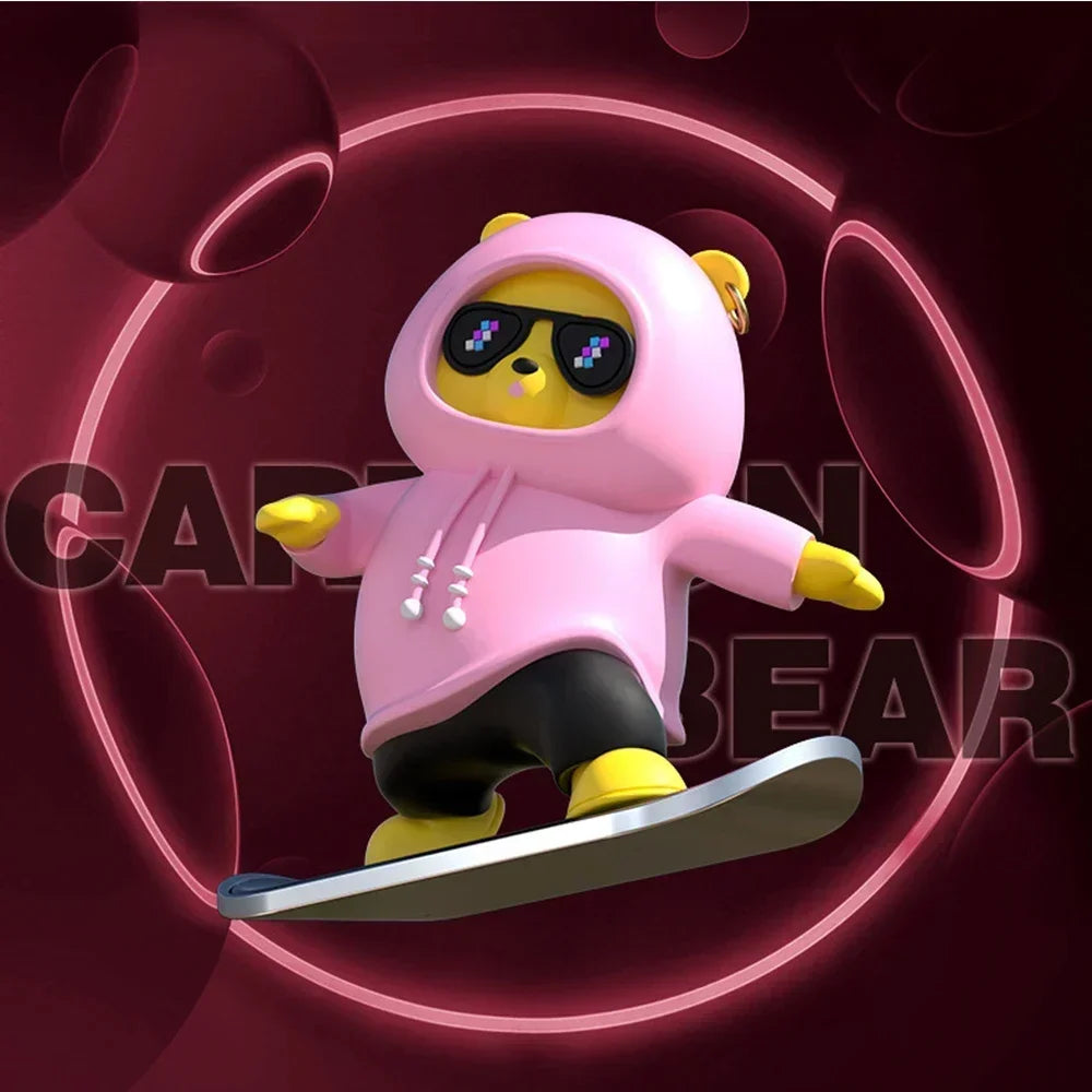 2024 New Dashboard Car Ornaments Skateboard Bear Sliding Bear Creative Car Cartoon Interior Decoration Interior Accessories