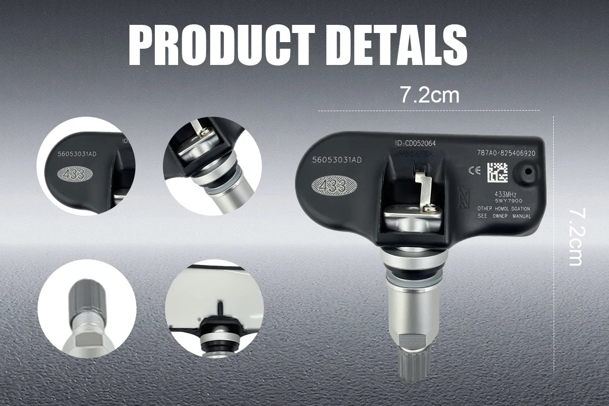 1/4PCS 433MHZ Tire Pressure Sensor TPMS Fit For Dodge Journey Jeep Compass Chrysler 300C Replacement For 56053031AD
