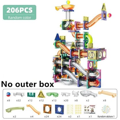 Educational Colorful Magnetic Sheet for Kids Toys with Slide Ball Building Blocks Pipe Magnet Splicing Track Puzzle Toy Window