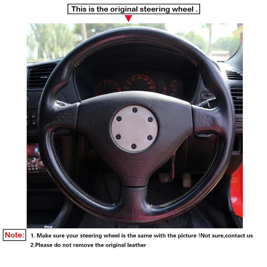 Black Faux Leather Car Steering Wheel Cover for Mitsubishi Lancer Evolution EVO VI 6 V 5 IV 4 1996-2000