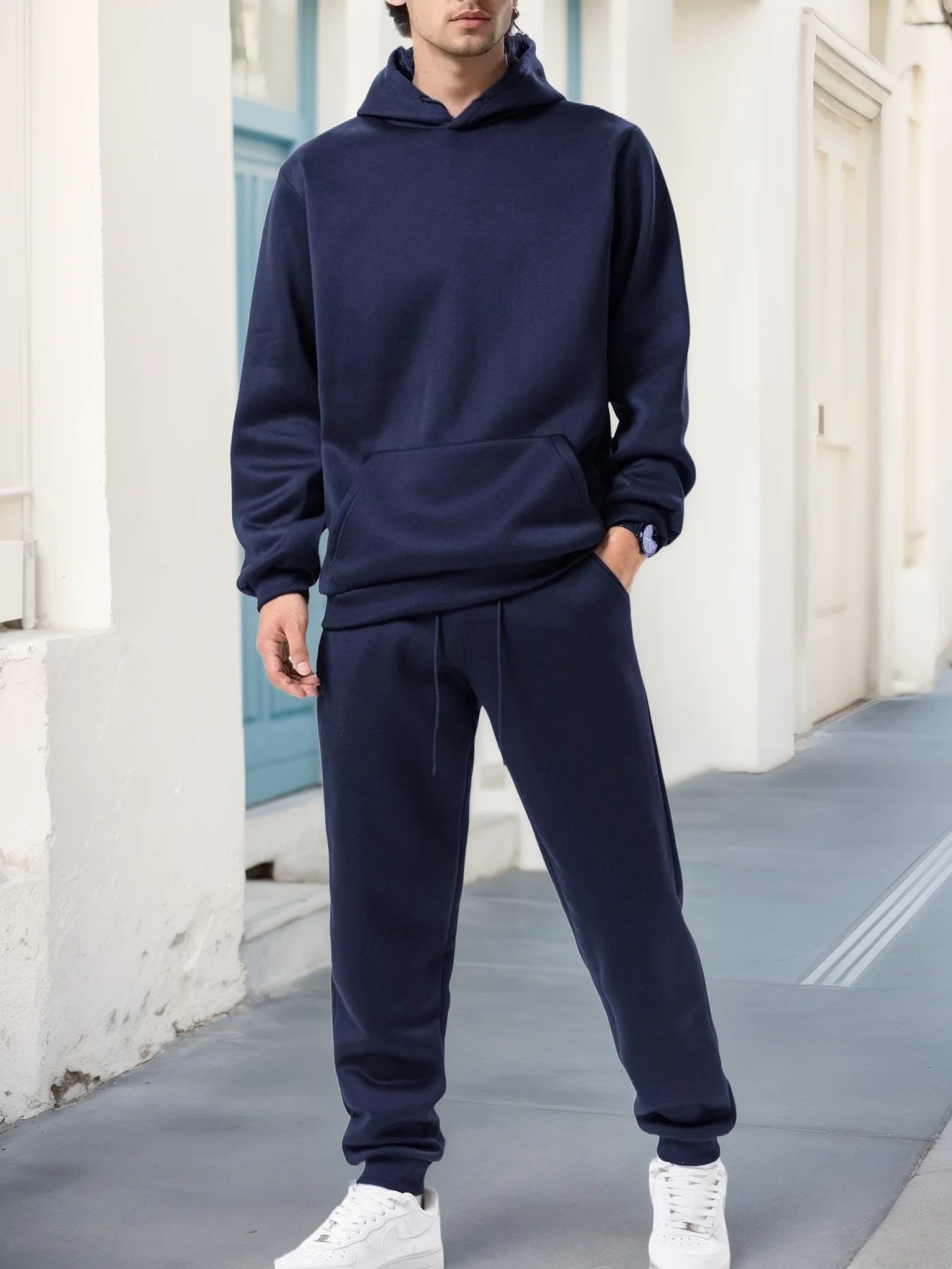 2025 Men's Autumn and Winter New Solid Color Hoodie+pants Two-piece Set Fashionable Casual Sports Set Size S-3XL Men's Tracksuit