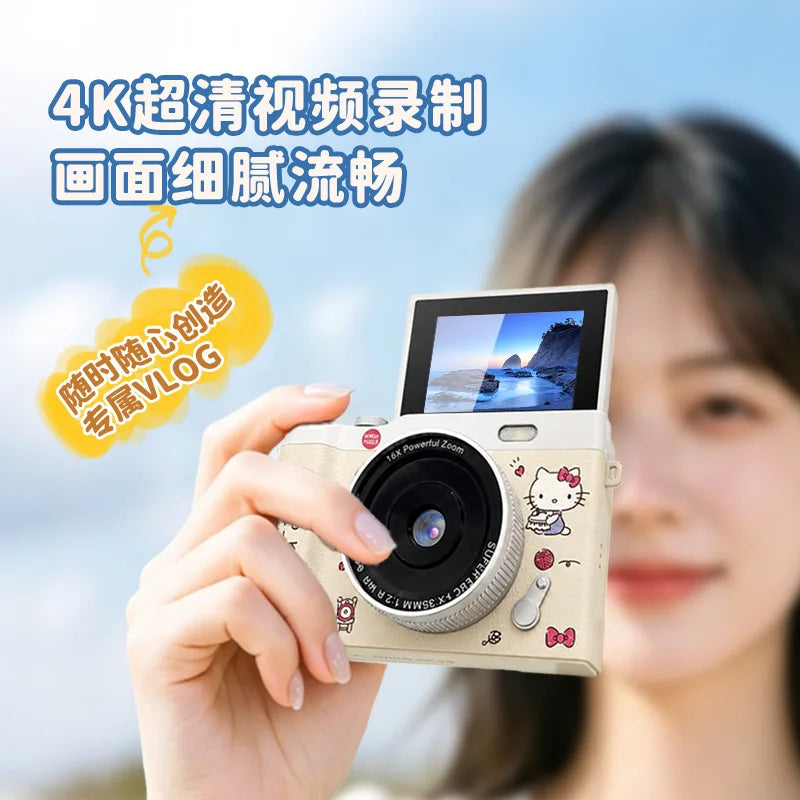 Sanrio Official Ccd Digital Camera with Flip Screen, Hd, Perfect for Students, Travel, Vlogging, and Beginner Photography