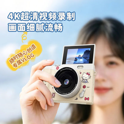 Sanrio Official Ccd Digital Camera with Flip Screen, Hd, Perfect for Students, Travel, Vlogging, and Beginner Photography