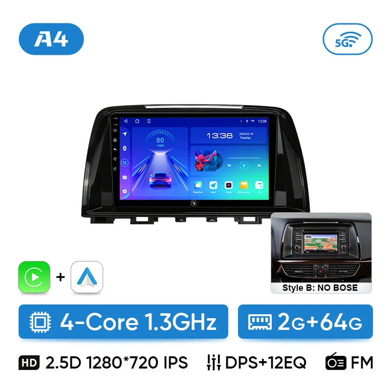 Ainavi Car Multimedia Player For Mazda 6 GJ Atenza 2013 2014 2015 Touring Sport GT wireless Carplay Android Auto 4G Wifi 2din