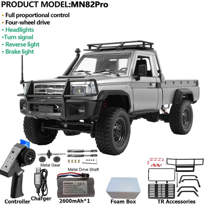 MN82PRO MN82 1/12 RC Car 4WD 2.4G Remote Control Car Simulation Classic All-terrain Off-road LED Light RC Truck Toys As Kid Gift