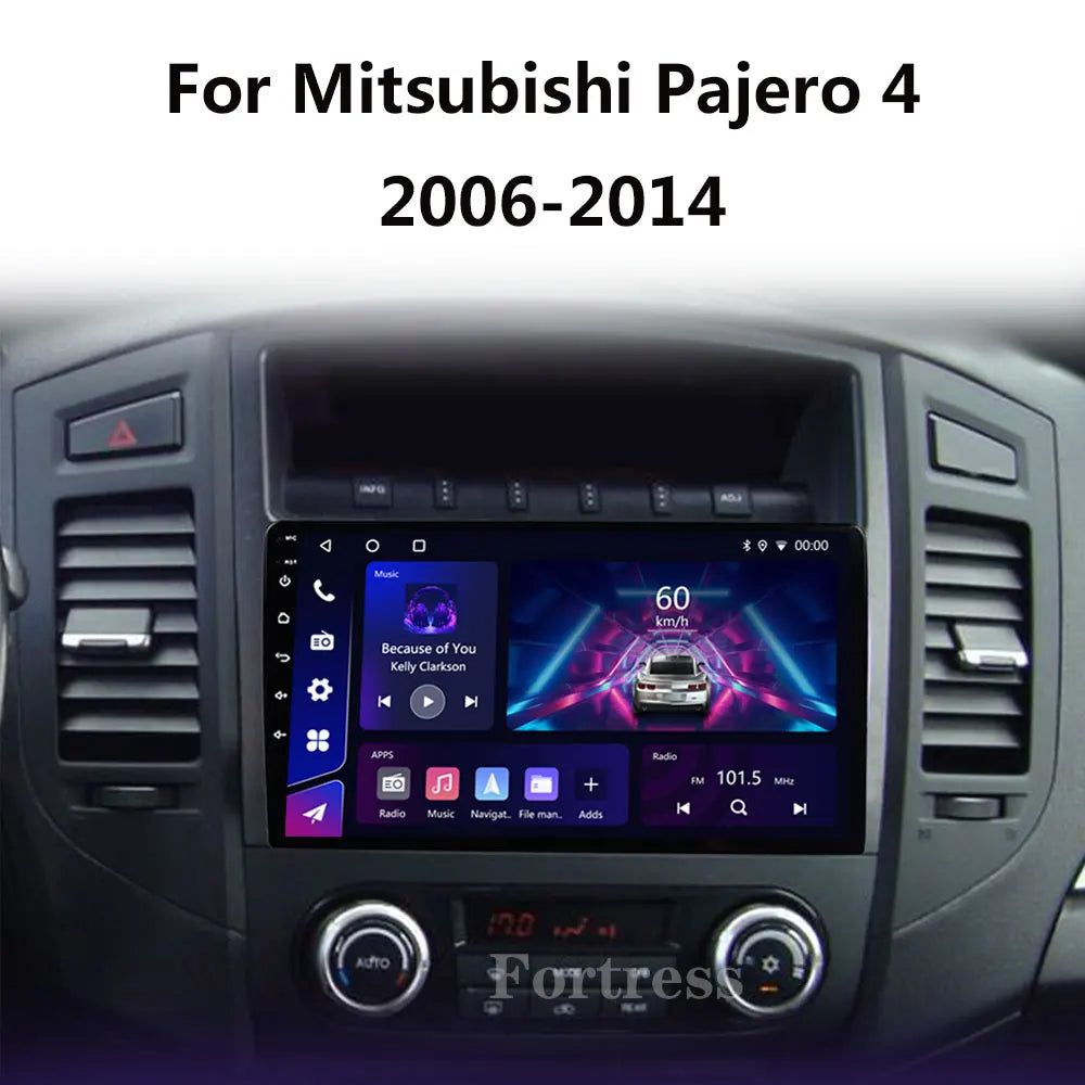 Android 16 QLED Car Radio For Mitsubishi Pajero 4 V80 V90 2006-2024 Autoradio Multimedia Player GPS For Carplay Android Auto bt