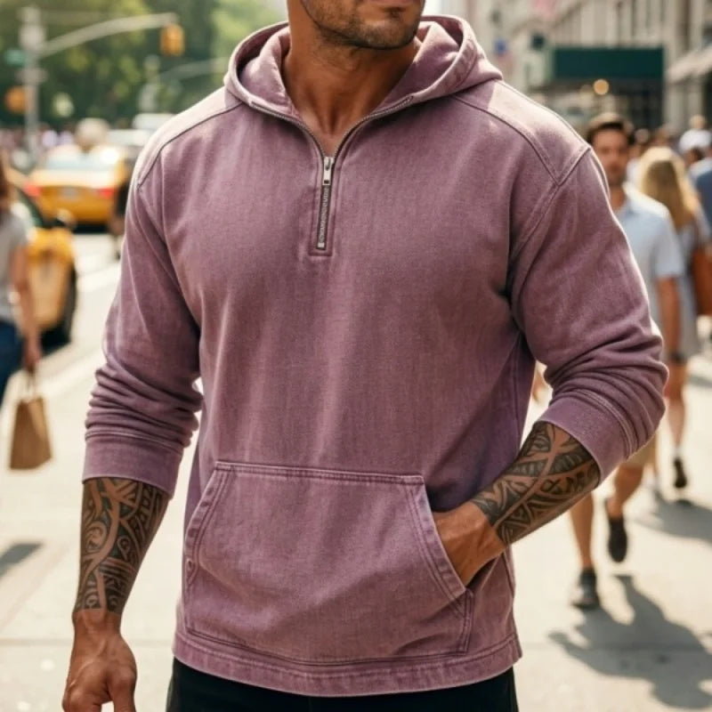 Spring and autumn men's denim hoodie washed denim jacket Outdoor men's biker jacket Hoodie men