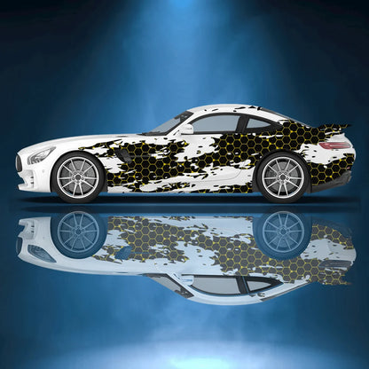 Geometric Abstract Honeycomb Patterned Car Stickers Full Body Wrap Decal Decorative Scratch Protection Automotive