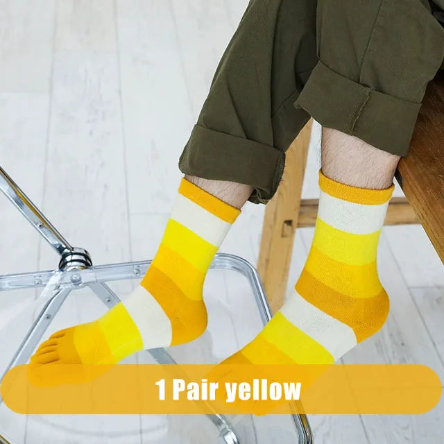 1/5 Pairs Man Short Socks Toe Striped Business Cotton Party Dress Soft Elastic Young Colorful Happy Funny Five Finger Socks Warm