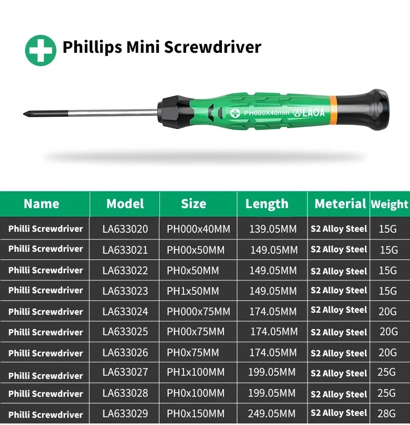LAOA 1pcs precision screwdriver SL1.0-4.0 screwdriver phillips mini screwdriver phillips screwdriver plum blossom T5-T20