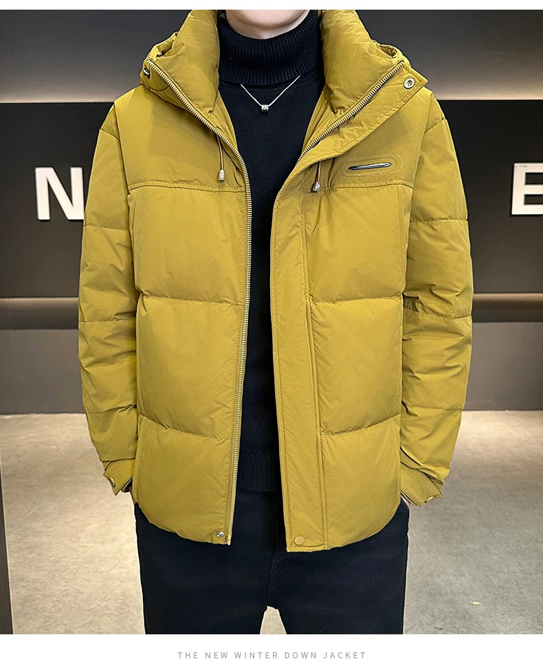 Men's Hooded Down Jackets New Winter Style White Duck Down Warm Coats Men's Cold-proof High-end Thickened Cotton-padded Jackets