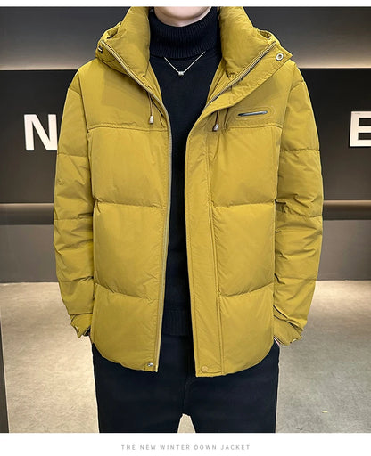 Men's Hooded Down Jackets New Winter Style White Duck Down Warm Coats Men's Cold-proof High-end Thickened Cotton-padded Jackets