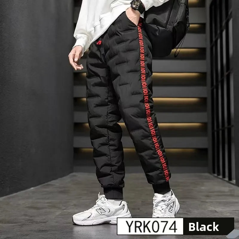 Thiened Fce Lined Du down Trousers Men's Autumn Winter Outerwear Warm Long Pants Cotton Pants Casual Teenage Sle