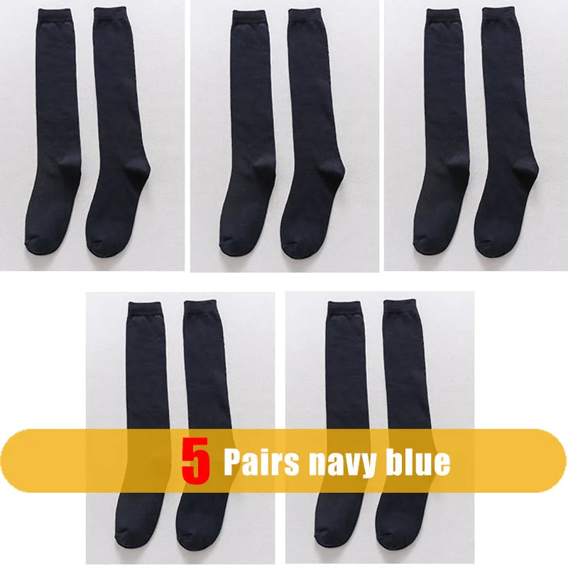 1/5 Pairs Men's Solid Cotton Long Crew Socks Elastic Business Formal Dress Socks For Gentleman Daily Party