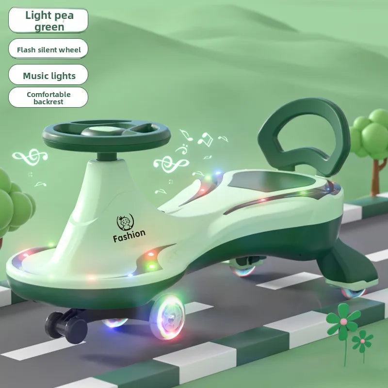 Silent Twist Car Ride Toy Omnidirectional Wheels Anti Tip Swivel Baby Adult Friendly Anti-rollover Children's Wiggle Car