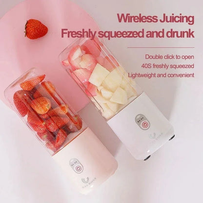 Zai Xiao 500Ml Portable Blender 6 Blades Usb Rechargeable Fresh Fruit Juice Mixer Electric Shake Cup Cute Blender Smoothie Ice C