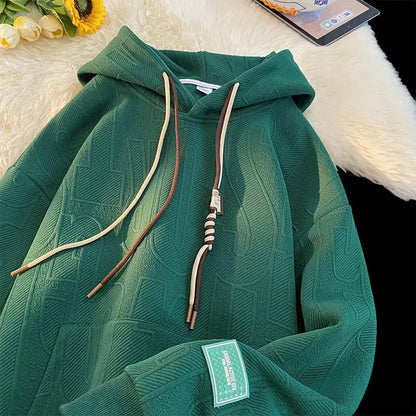 Men's Hoodie Sweatshirt Fleece Lined Thickened Loose Fit Autumn Winter New Style Casual Wear Student Large Size Hoodie