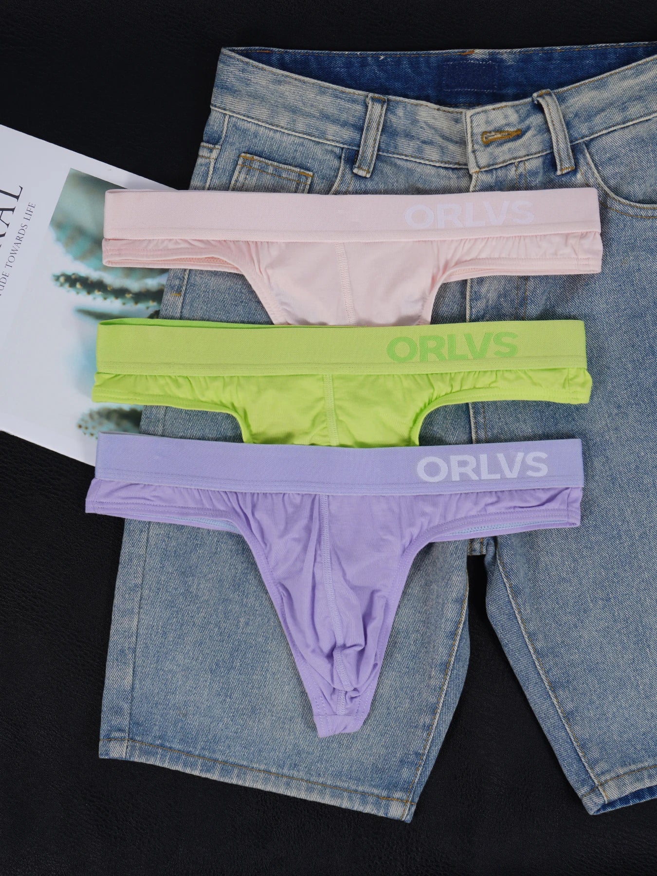 3 PCS Men's ORLVS Ice Silk Modal Thongs Soft Breathable Low Rise Comfortable Underwear