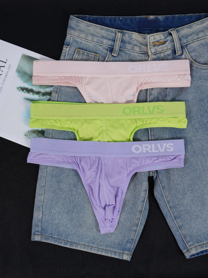 3 PCS Men's ORLVS Ice Silk Modal Thongs Soft Breathable Low Rise Comfortable Underwear