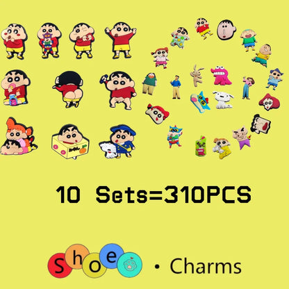 10/21Pcs Miniso Kawaii Anime Crayon Shin-Chan Shoes Buckle Accessories For Clogs Cartoon Shoes Charms For Party Xmas Gifts