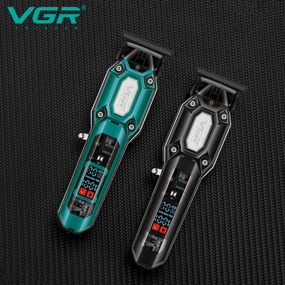 VGR V-600/V-900 Electric Hair Clipper Transparent Body Hair Trimmer LED Intelligent Digital Carving Electric Thruster Care Set