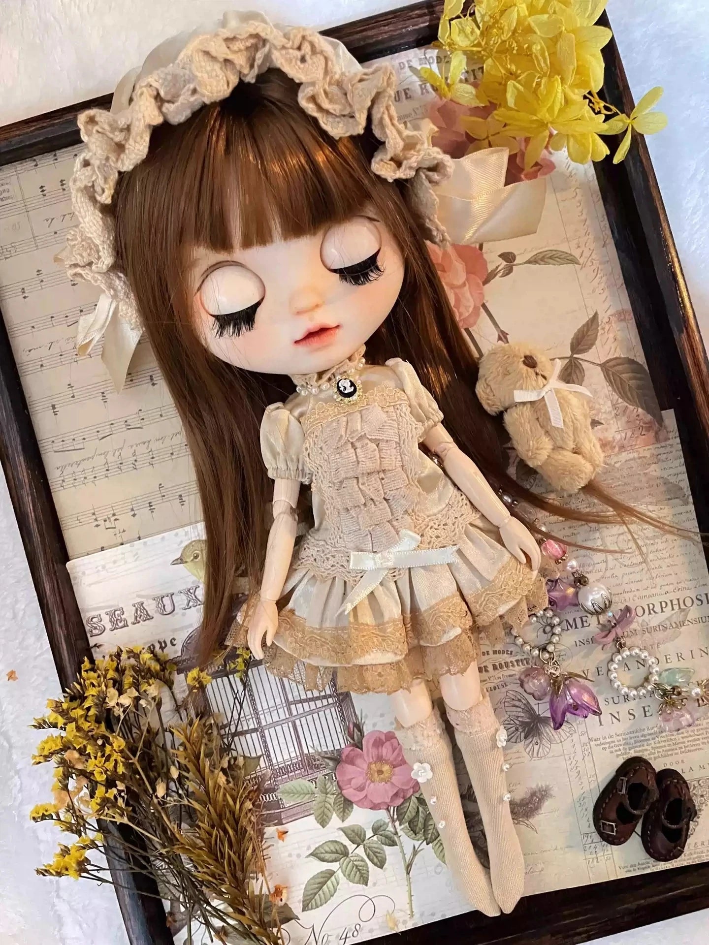 Dula Doll Clothes Dress Vintage Tea Dyeing Skirt Blythe Qbaby OB24 OB22 Azone Licca ICY JerryB 1/6 Doll