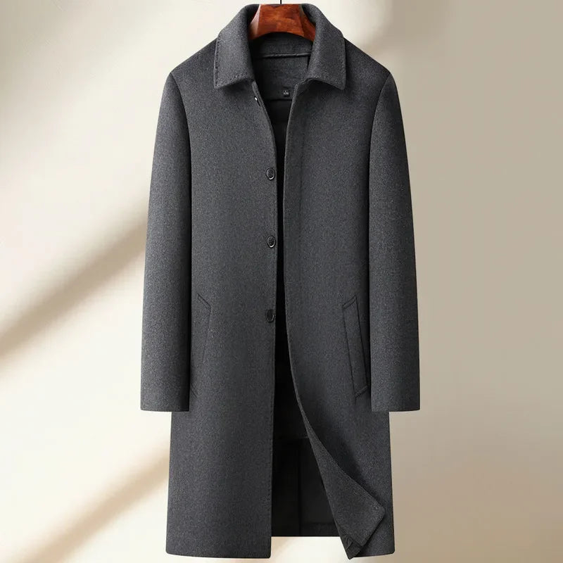 High Quality Men's Long-Length Wool Duck Down Liner Woolen Coat Business Casual Windbreaker Puffer Jacket Solid Wool Overcoat