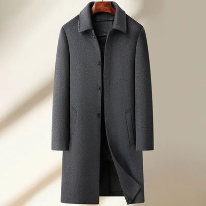 High Quality Men's Long-Length Wool Duck Down Liner Woolen Coat Business Casual Windbreaker Puffer Jacket Solid Wool Overcoat