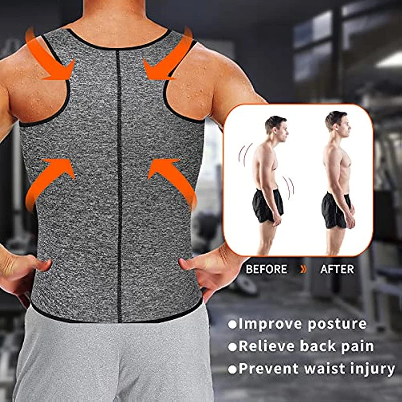 Waist Trainer Corset for Men Compression Shirt Weight Loss Slimming Tank Top Body Shaper Tight Undershirt Tummy Control Girdle