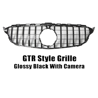 XVIP GTR Style Front Racing Grille For Mercedes Benz C-Class W205 2015-2018 C180 C200 C300 Chrome Diamonds Style Bumper Grilles