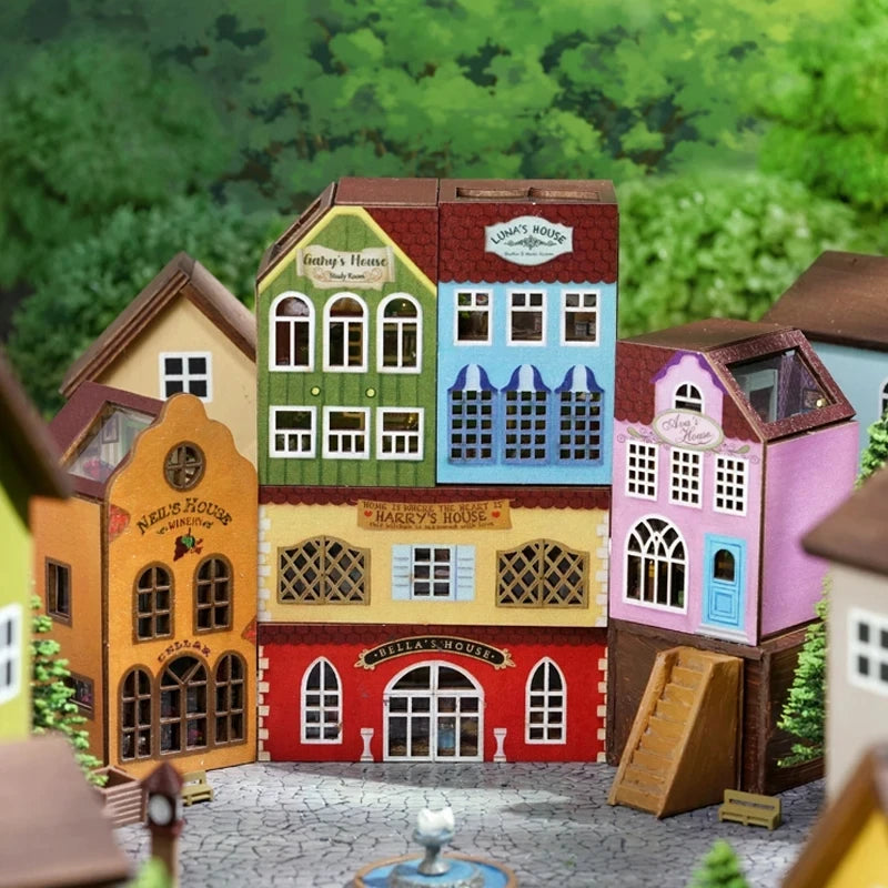 Case Wooden Miniature Doll House DIY maiso Handmade Assembly Model Building Kit 3D Puzzle Toy Birthday Gift Dollhouse Miniatures
