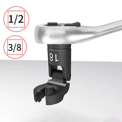 6 Pcs 12mm-19 mm Long Flex Head Crows Foot Line Wrench Set 3/8" Drive Injector Fuel Line Crowfoot Flare Nut Socket Wrench