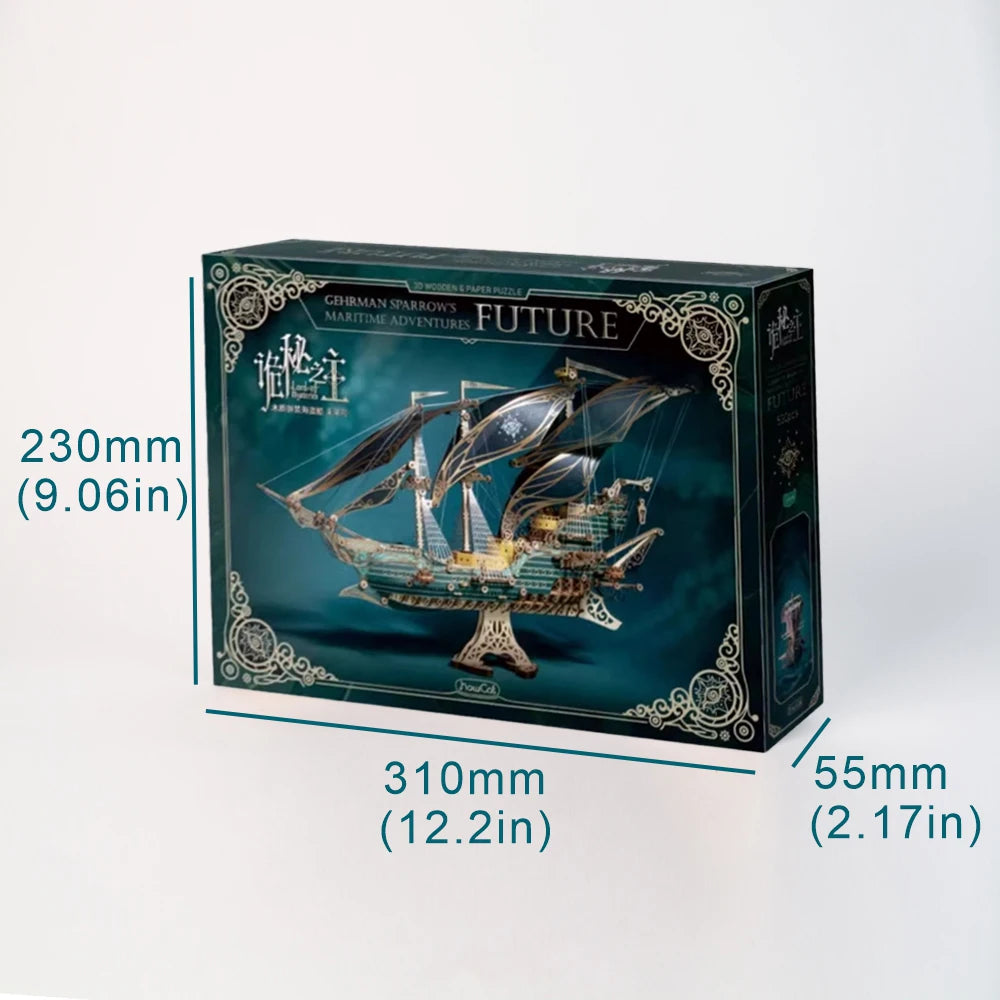 3D Wooden Sets For Adults And Children, Steampunk Mystery Future Pirate Ship DIY Assembled Toys Creative Decorations Birthda