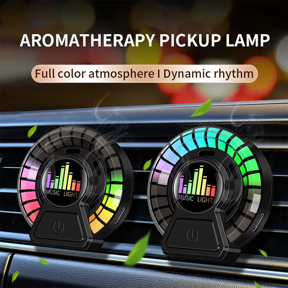 2x Car Air Freshener Outlet Fragrance led RGB Music Rhythm Strip cars Air Vent Aromatherapy Interior Voice Pick Up Ambient Lamp