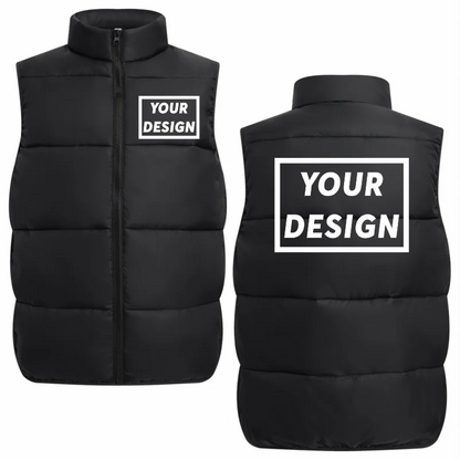Winter Down Vest Custom Logo Casual Solid Color Down Vest Printing Company Brand Plus Velvet Warm Vest Printing Picture Text