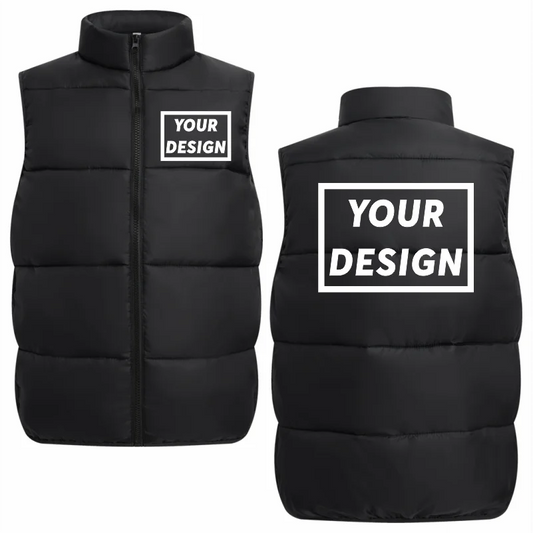 Winter Down Vest Custom Logo Casual Solid Color Down Vest Printing Company Brand Plus Velvet Warm Vest Printing Picture Text