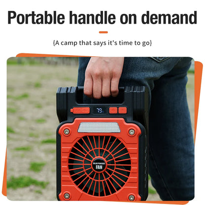 Solar 20000mAh portable electric fan with Led lights for tents, car camping hooks and usb&solar charging for hiking, fishing, pi