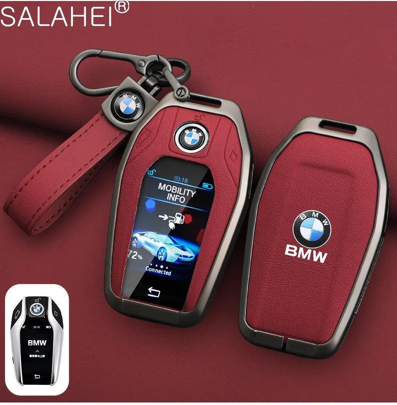 Leather Car Display LED Key Case Fob Cover Shell For BMW 3 5 7 Series G11 G12 G30 G31 X4 X5 X6 X7 i8 G32 G05 G07 X3 Accessories