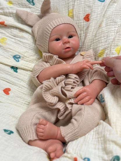 OtardDolls 18-Inch Handmade Silicone Doll Toy Soft Silicone Reborn Doll Open Mouth Realistic Waterproof Cute Collectible