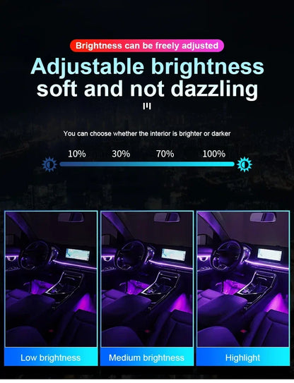 10/14/18/22 in 1 Dual Zone Hidden Acrylic RGB 64/213 Color Symphony Streamer Auto Interior Car Ambient Light Kit APP Control 12V