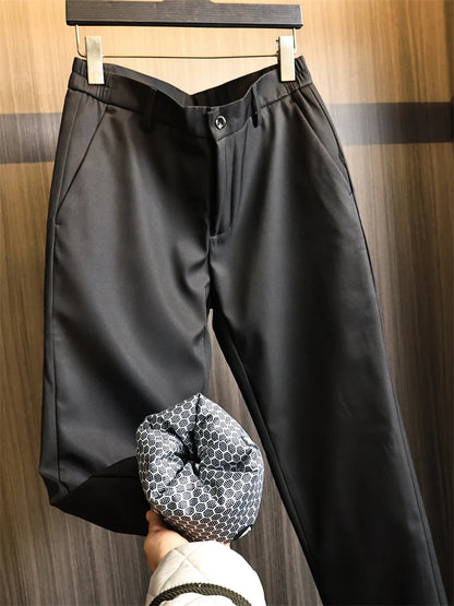 High-End Duck down Pants Men's Thickened Water-Resistant Straight Leg down Pants for Autumn Winter Fashion Urban Style Long P...