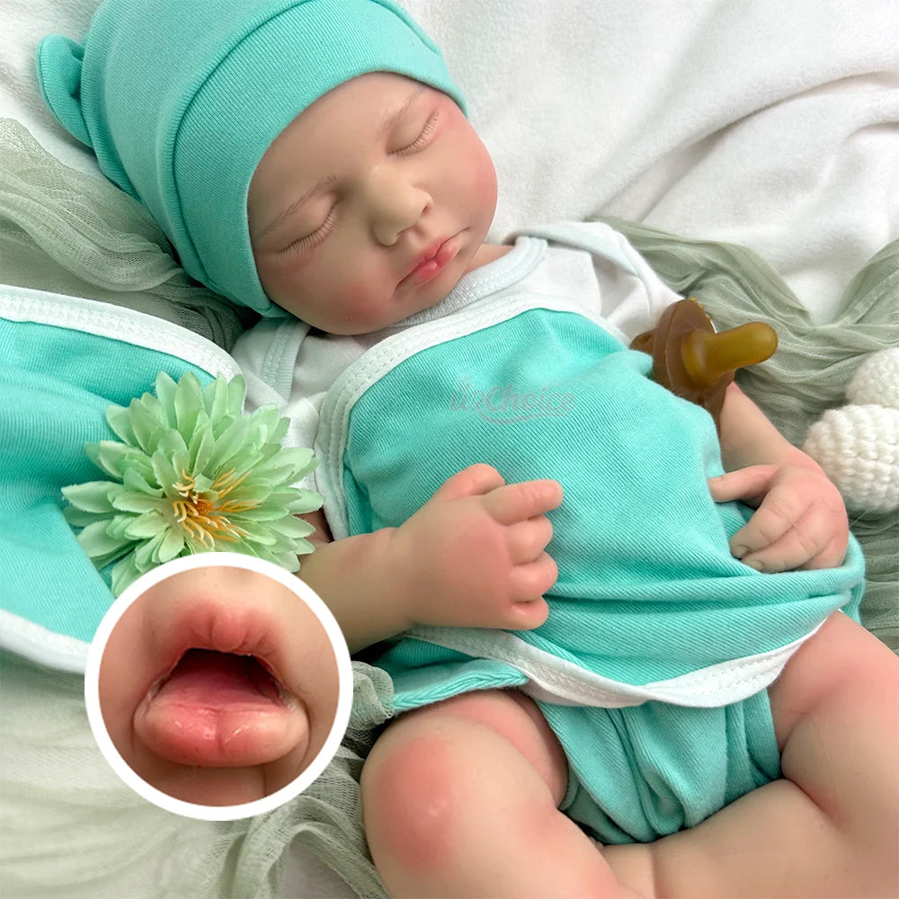 Open Mouth 20" Realistic Newborn Silicone Reborn Baby Loulou Weighted Handmade Reborn Doll Close Eyes Sleeping Veins For Kid Toy
