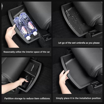 Under Seat Storage Box For Tesla Model YL 2025-2026 TPE Front Under Seat Organizer Trash Can Car Interior Accessories