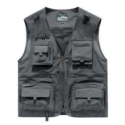 FGKKS Men Multi Pockets Vest Men's New Breathable Outdoor Fishing Vest Quality Design Leisure High Tech Male Jacket